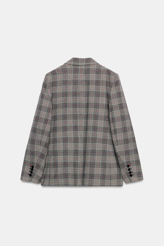 ZW COLLECTION チェック柄ブレザー - グレー | ZARA Japan / 日本