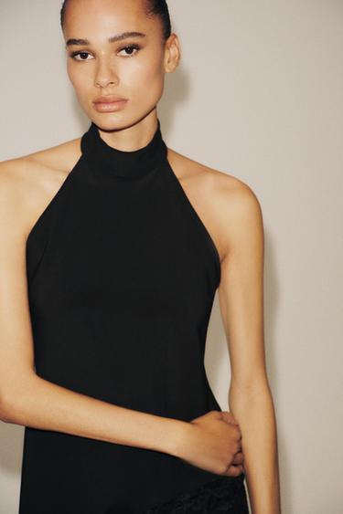 HALTER CAMISOLE TOP - Black by Zara - Image 1