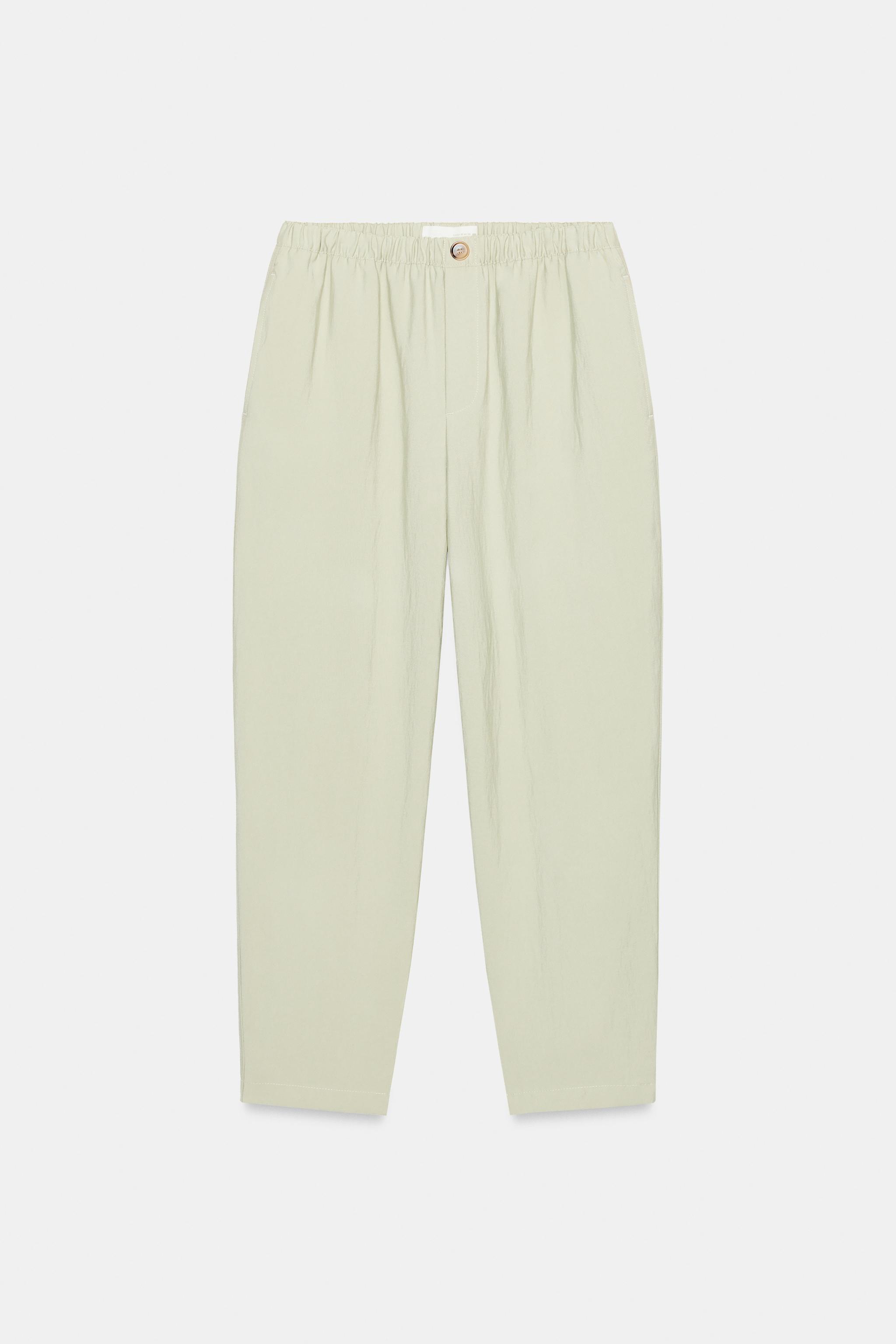 ELASTIC WAIST TAPERED PANTS