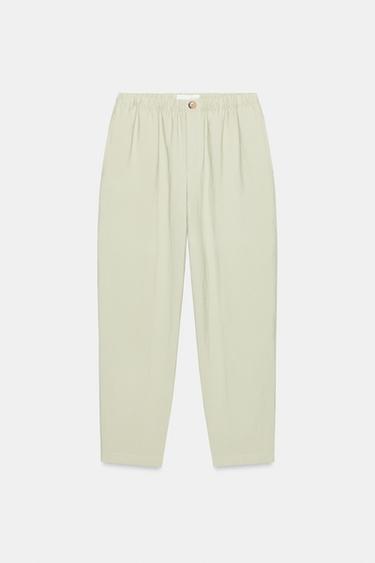 CARROT FIT TROUSERS WITH ELASTIC WAIST - Sea green by Zara - Image 6