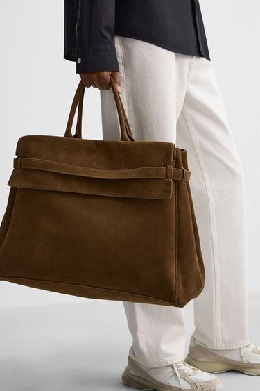 LEATHER HANDBAG - Brown by Zara - Image 1
