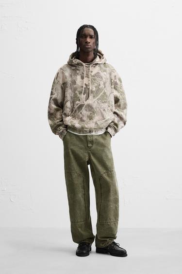 ABSTRACT PRINT HOODIE - Light khaki by Zara - Image 0