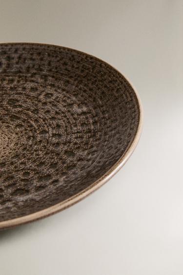 DESSERT PLATE WITH RAISED DESIGN - Grey by Zara - Image 1