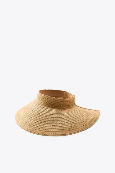 WIDE-BRIMMED WOVEN VISOR - Light beige by Zara - Image 4