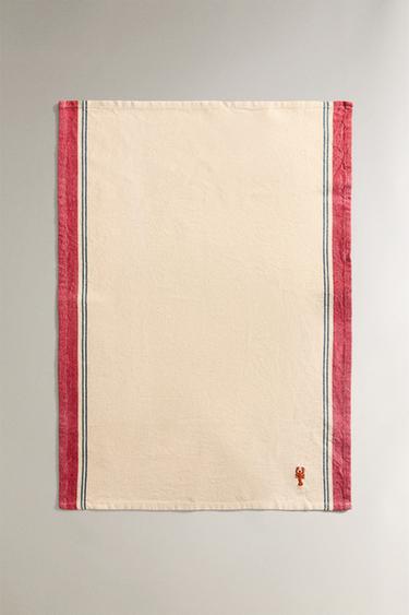 EMBROIDERED LOBSTER TEA TOWEL - Blue by Zara - Image 1