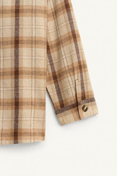 WOOL BLEND CHECK OVERSHIRT - LIMITED EDITION - camel by Zara - Image 8