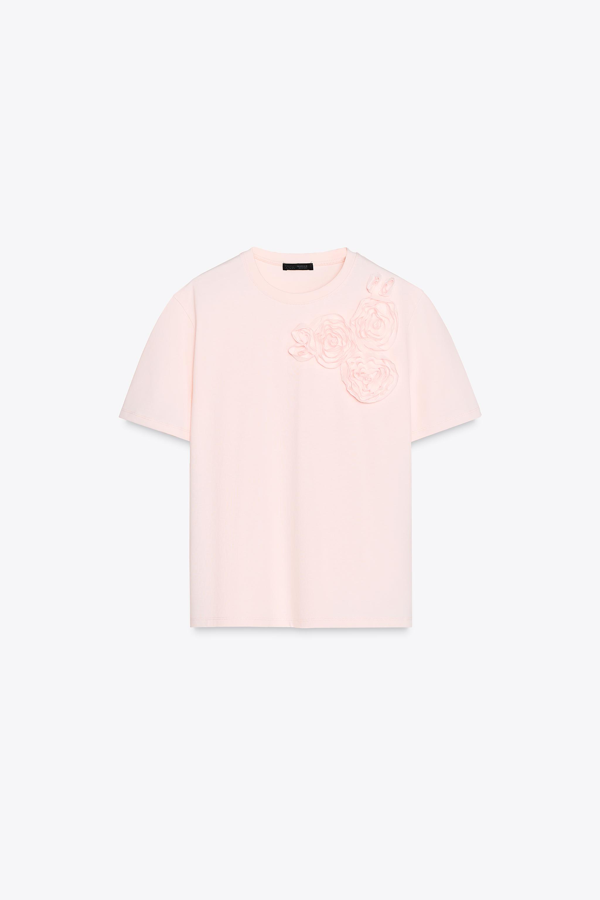 FLORAL T-SHIRT Pink ZARA India