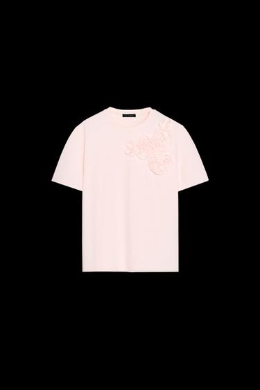 SHIRT MIT BLUME - Rosa von Zara