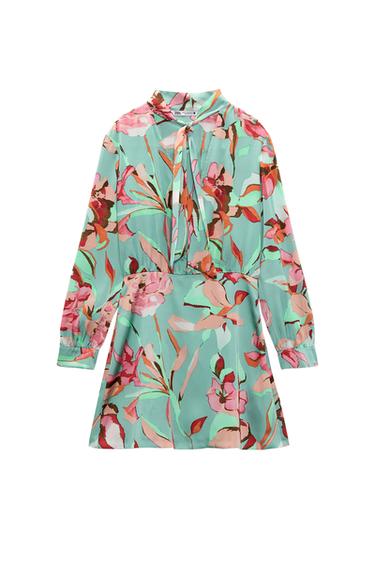 FLORAL PRINT DRESS WITH BOW