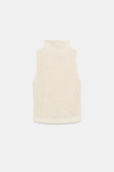TOP EN MAILLE À COL MONTANT - Écru clair de Zara - Image 5