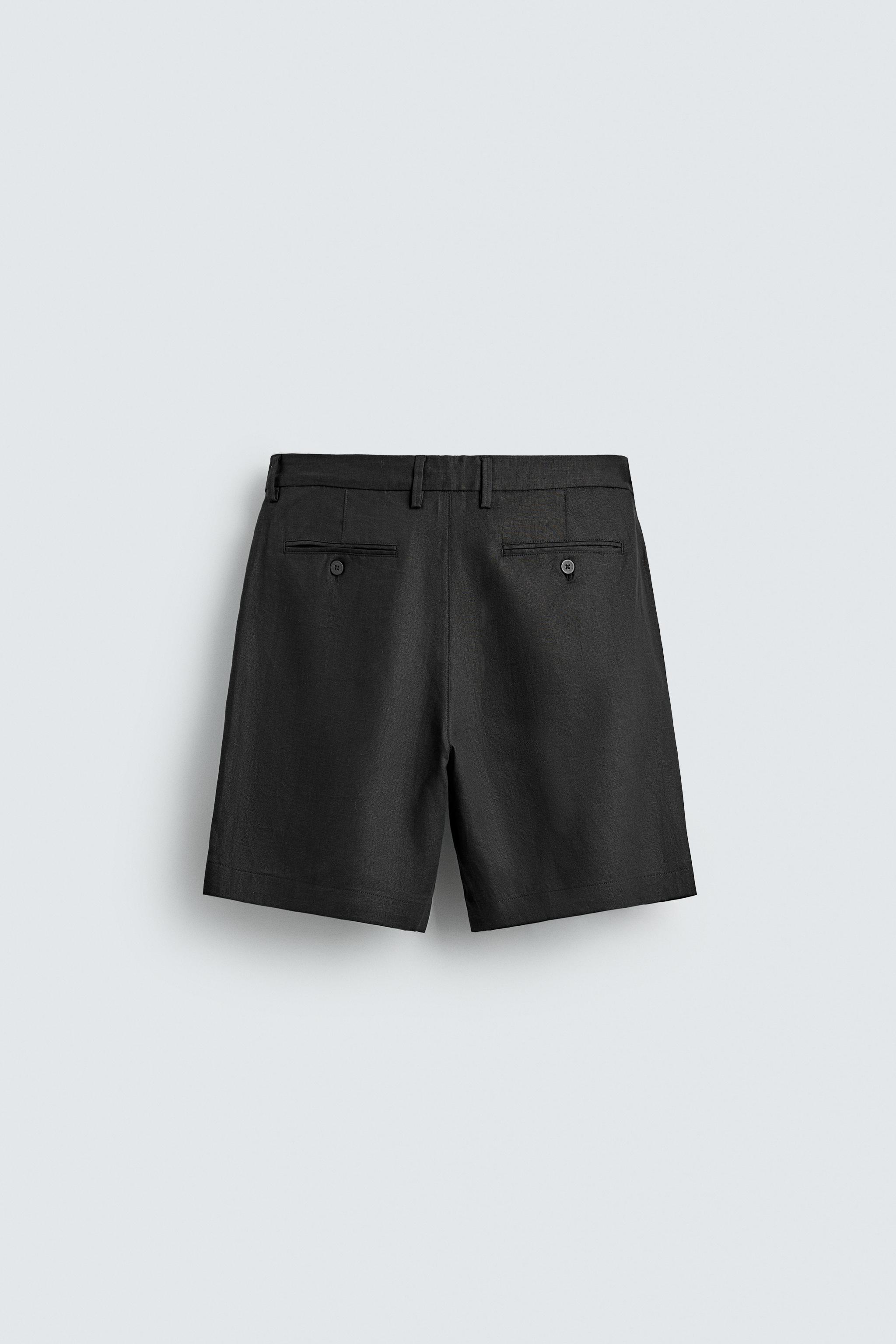 REGULAR FIT 100% LINEN SHORTS