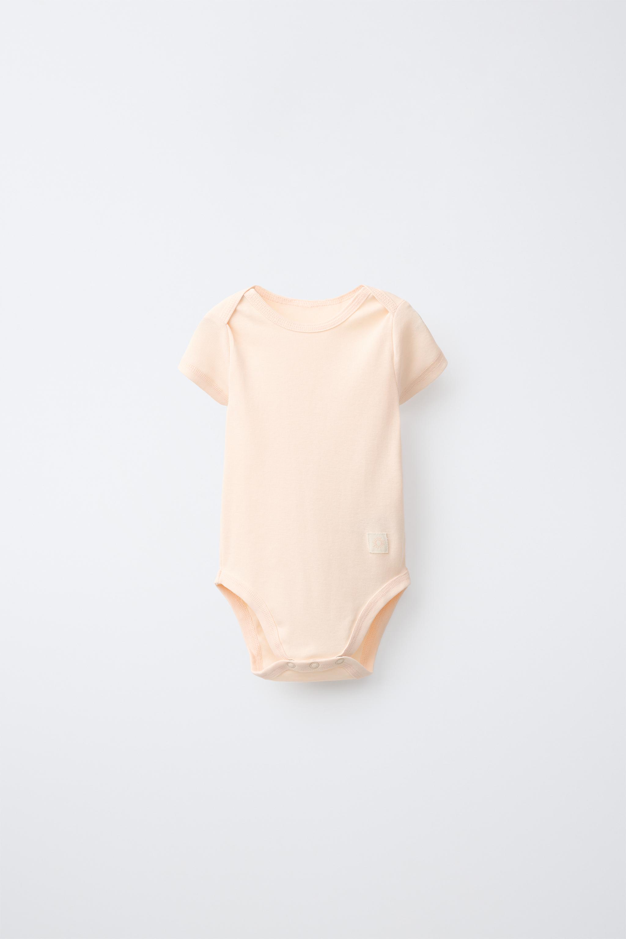 FIVE-PACK SHORT SLEEVE BODYSUITS WITH LABEL — Orange