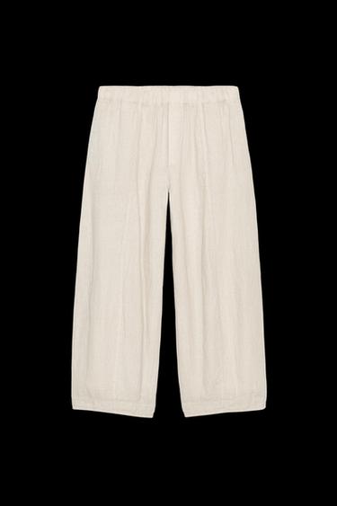 Zara ZW COLLECTION LINEN PANTS - Light beige - Image 0