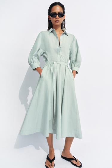 シャツワンピース ZW COLLECTIONウォッシュブルーZaraのシャツワンピース ZW COLLECTION - ウォッシュブルー 