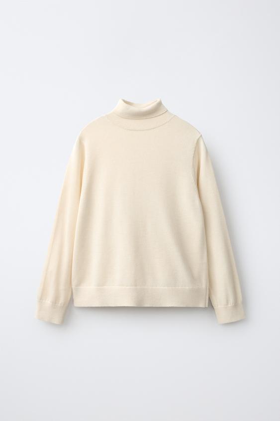 JERSEY PUNTO CUELLO VUELTO - Crudo de Zara - Imagen 0