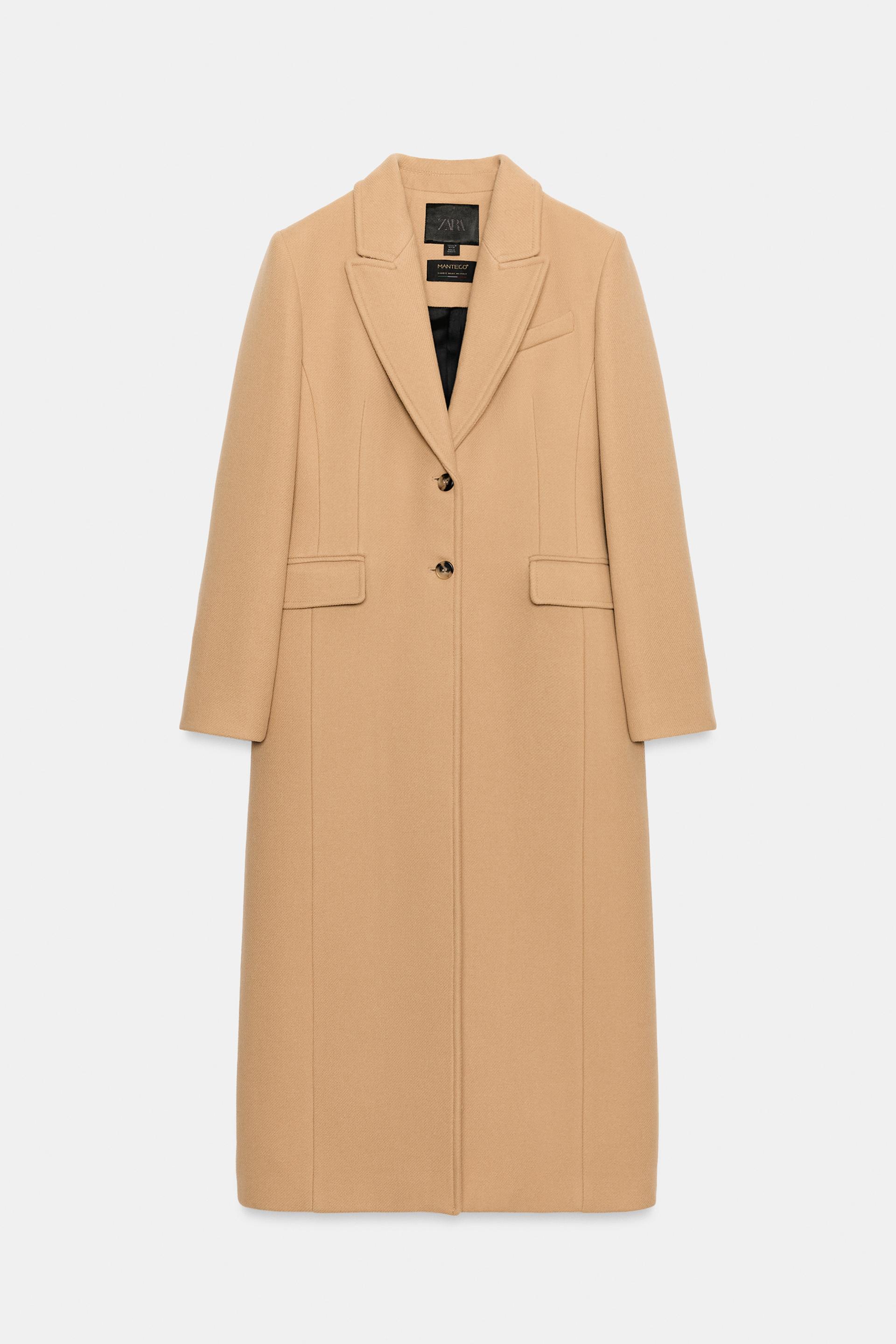 Zw Collection Fitted Wool Blend Coat