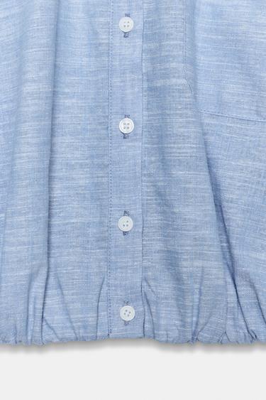 LINEN BLEND PUFF SLEEVE TOP WITH SHOULDER PADS - Light blue by Zara - Image 6