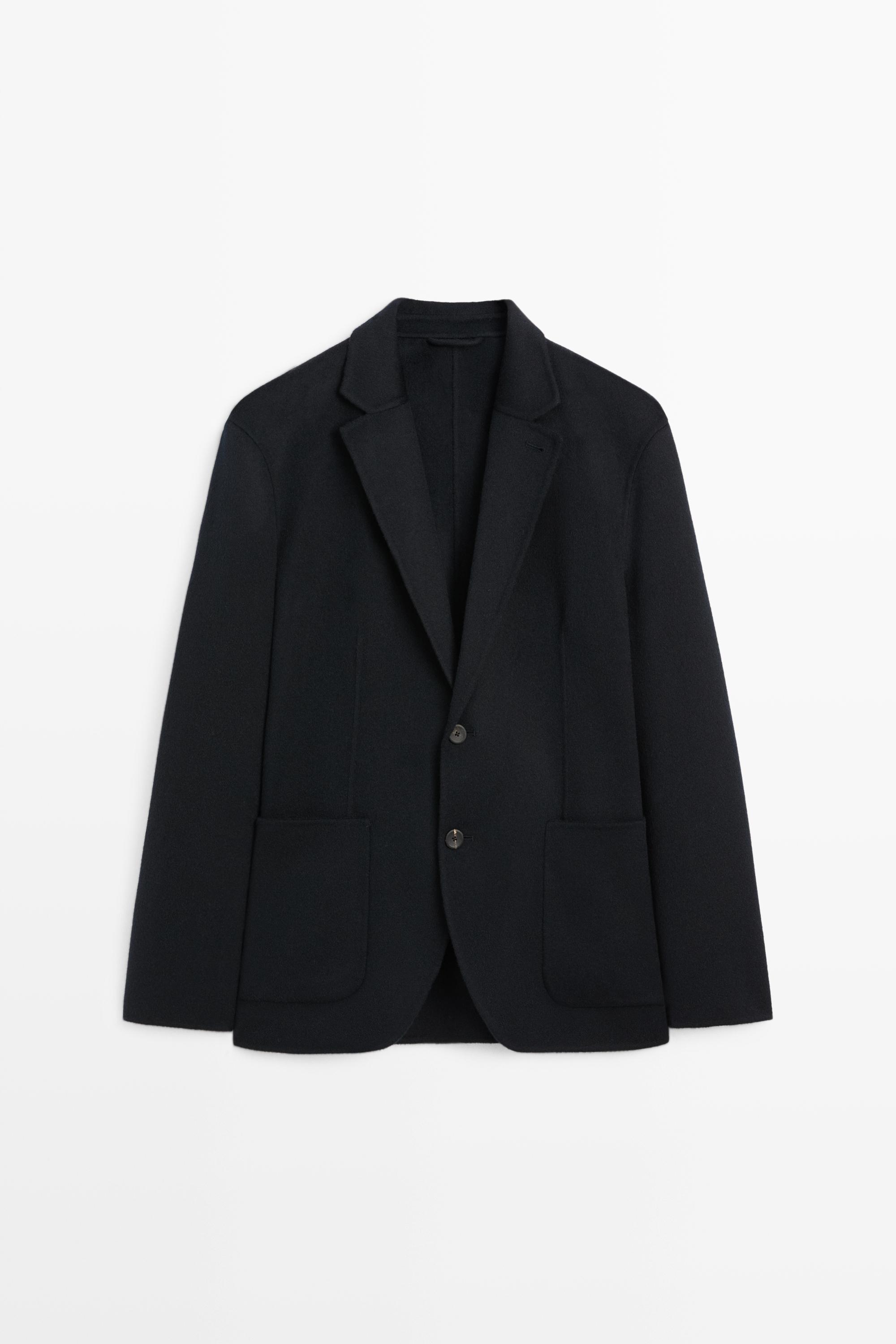 Double-faced wool blend blazer