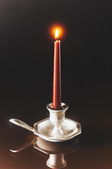 SILVER CERAMIC CHRISTMAS CANDLE HOLDER - Silver by Zara