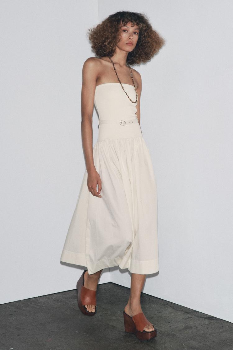 ROBE BIMATIÈRE CEINTURE Écru ZARA France