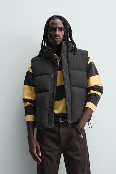 CROPPED FIT PUFFER GILET - Black by Zara