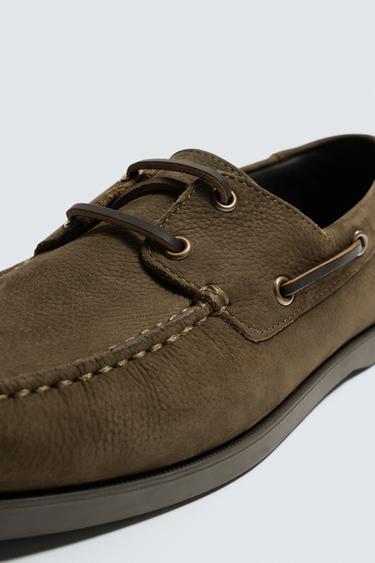 LEATHER DECK SHOES - Green by Zara - Image 5