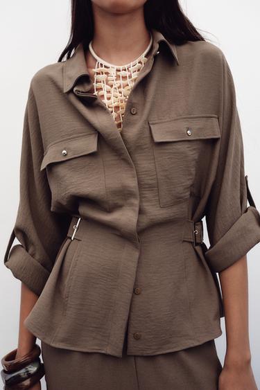 CAMISA SAFARI HEBILLAS LATERALES - Tostado de Zara