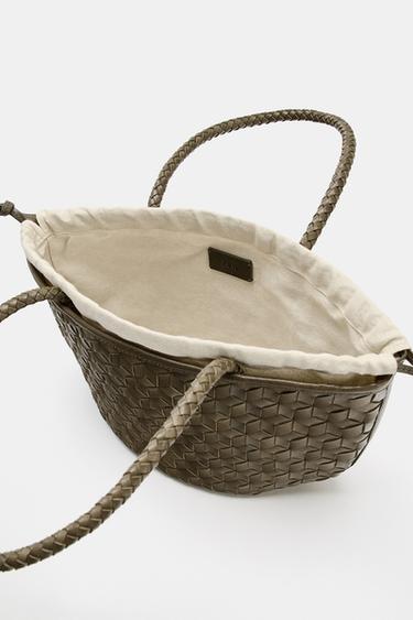 BRAIDED LEATHER SHOULDER BAG - Green by Zara - Image 4