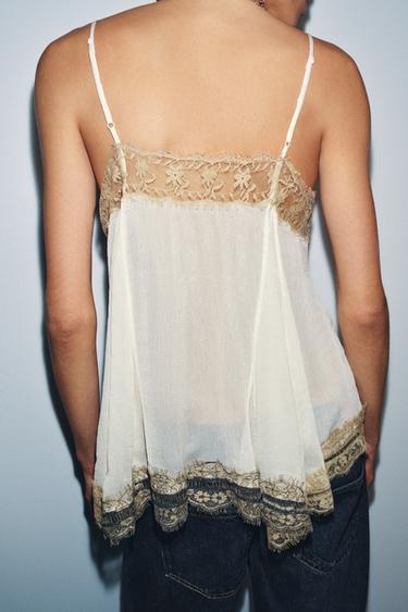 ZW COLLECTION EMBROIDERED CAMISOLE TOP - Black / White by Zara - Image 2