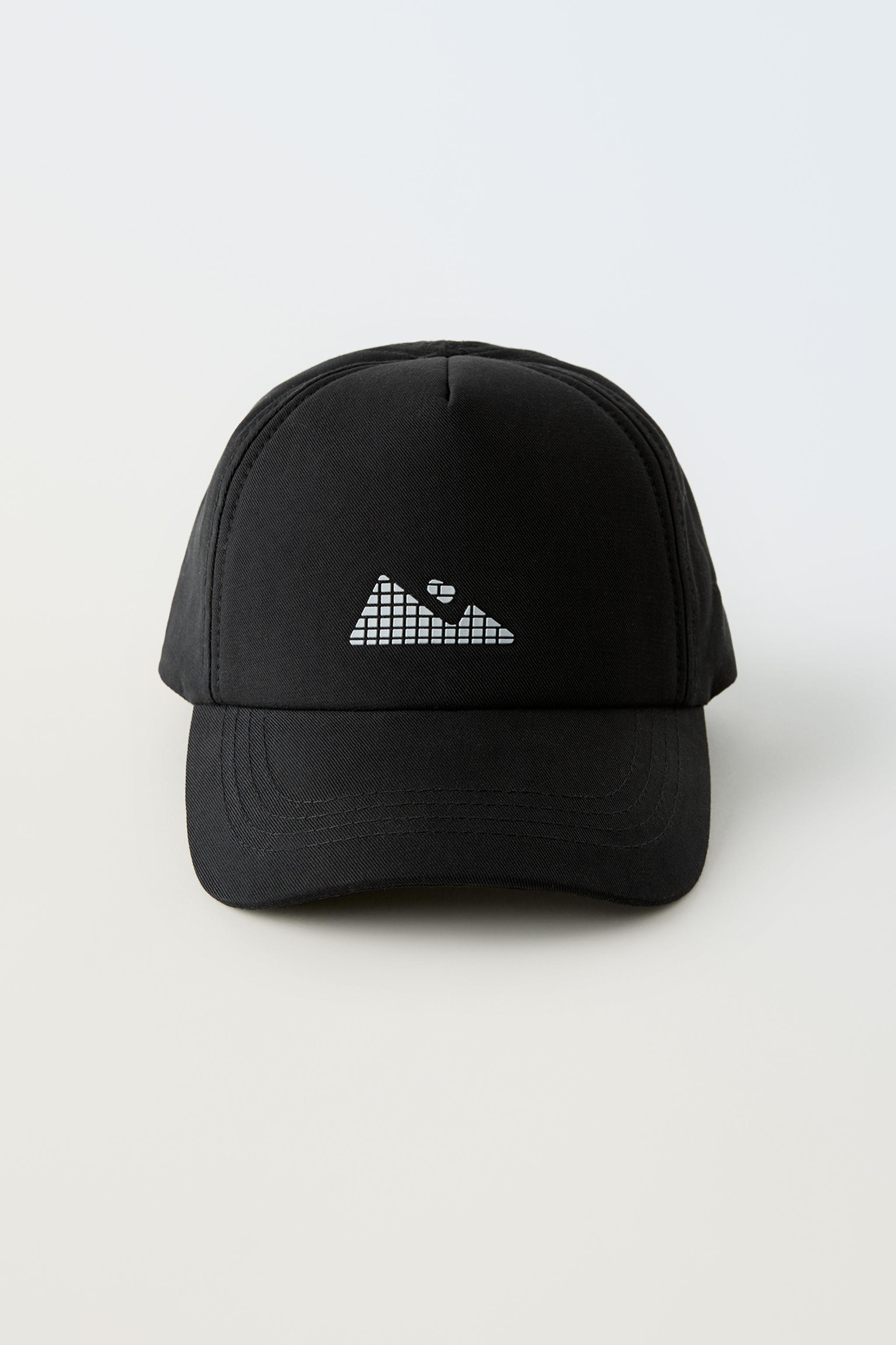 Gorra negra técnica logo reflectante, Complementos de mujer