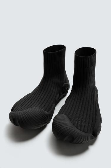 FABRIC HIGH-TOP TRAINERS - Black by Zara - Image 5