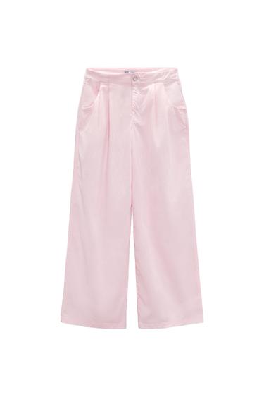 DARTED WIDE-LEG TROUSERS