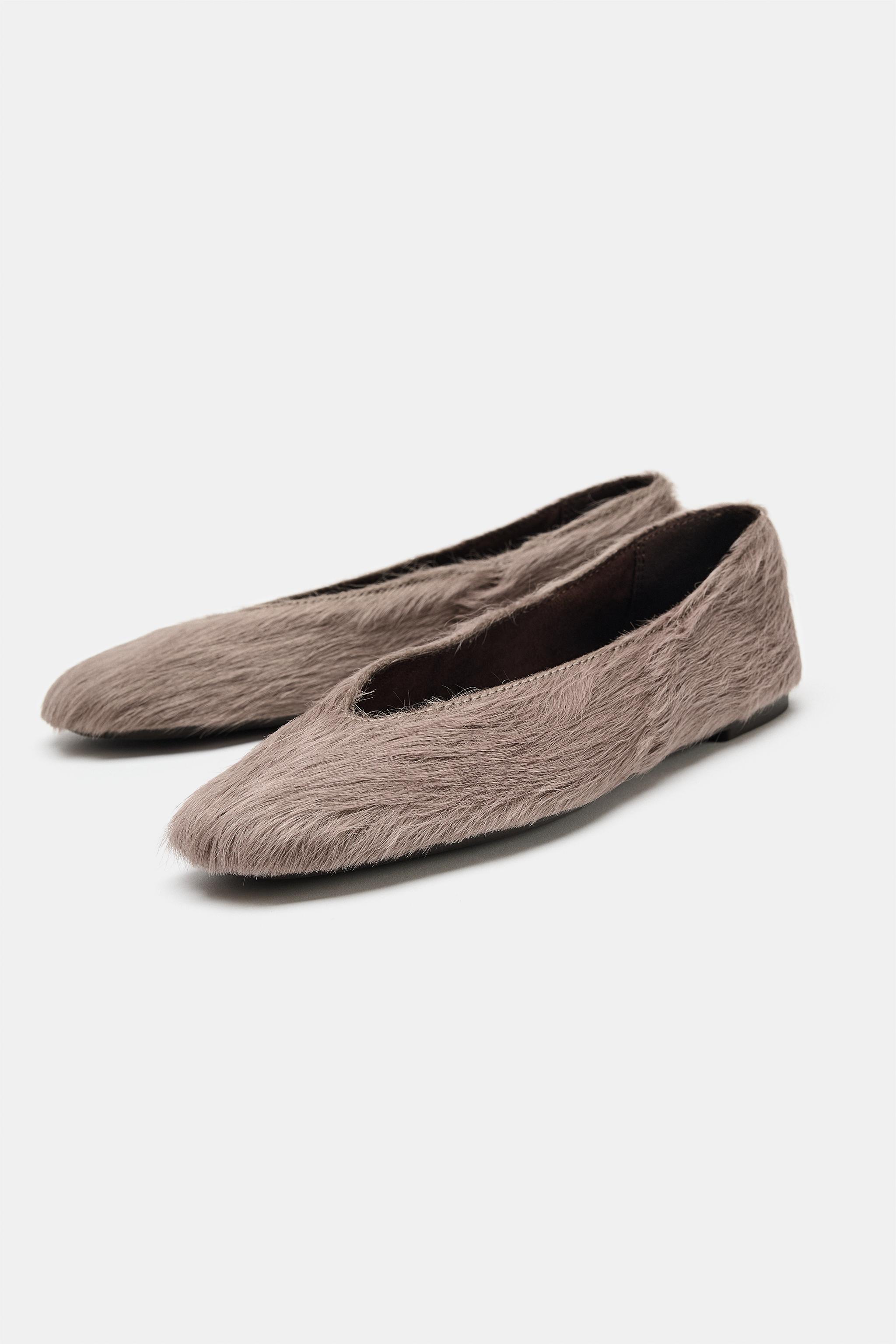 TEXTURED LEATHER BALLERINAS