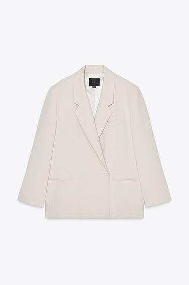 Zara OVERSIZED BLAZER - Light gray