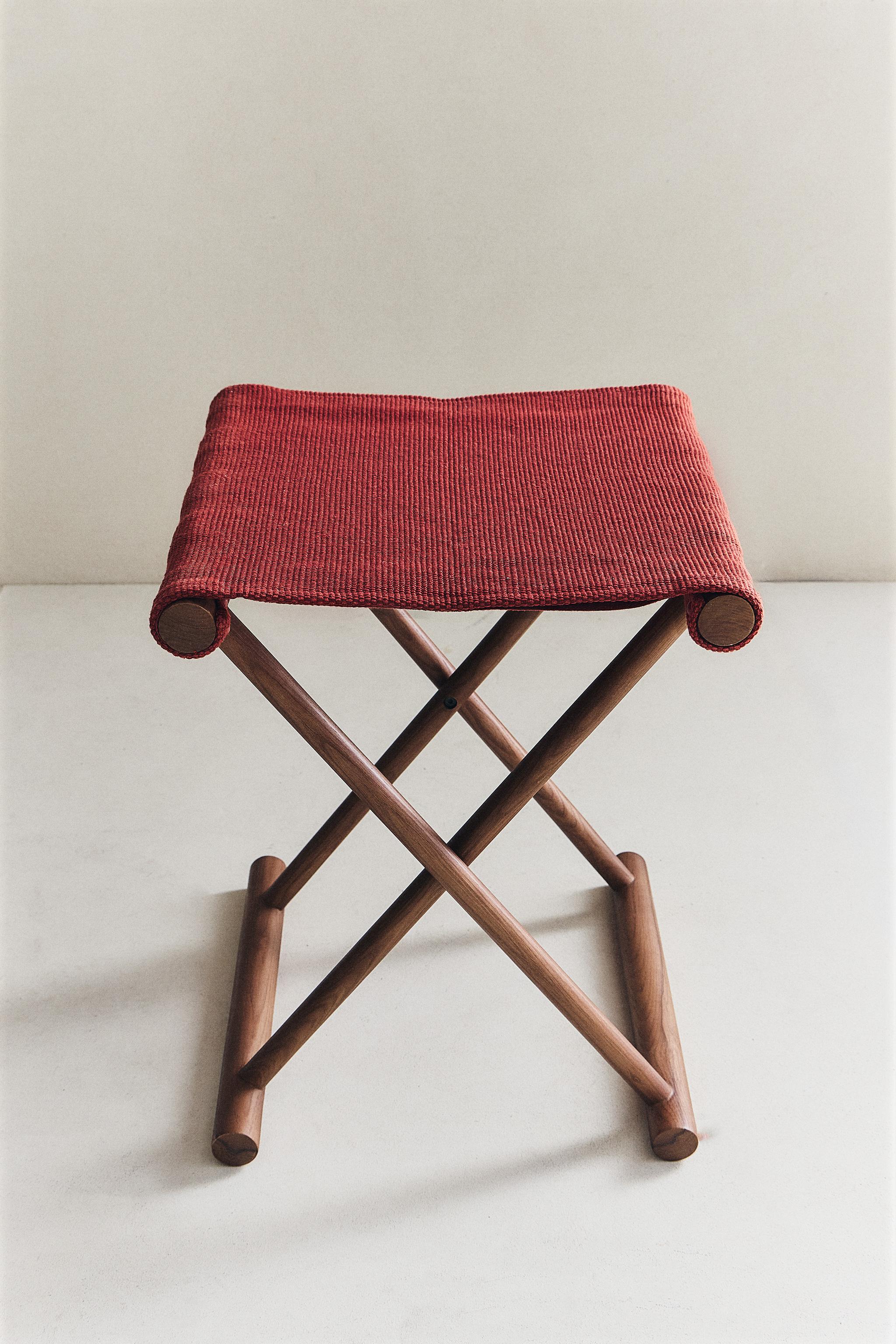 FOLDING ASH WOOD AND COTTON STOOL - Reddish | ZARA United States