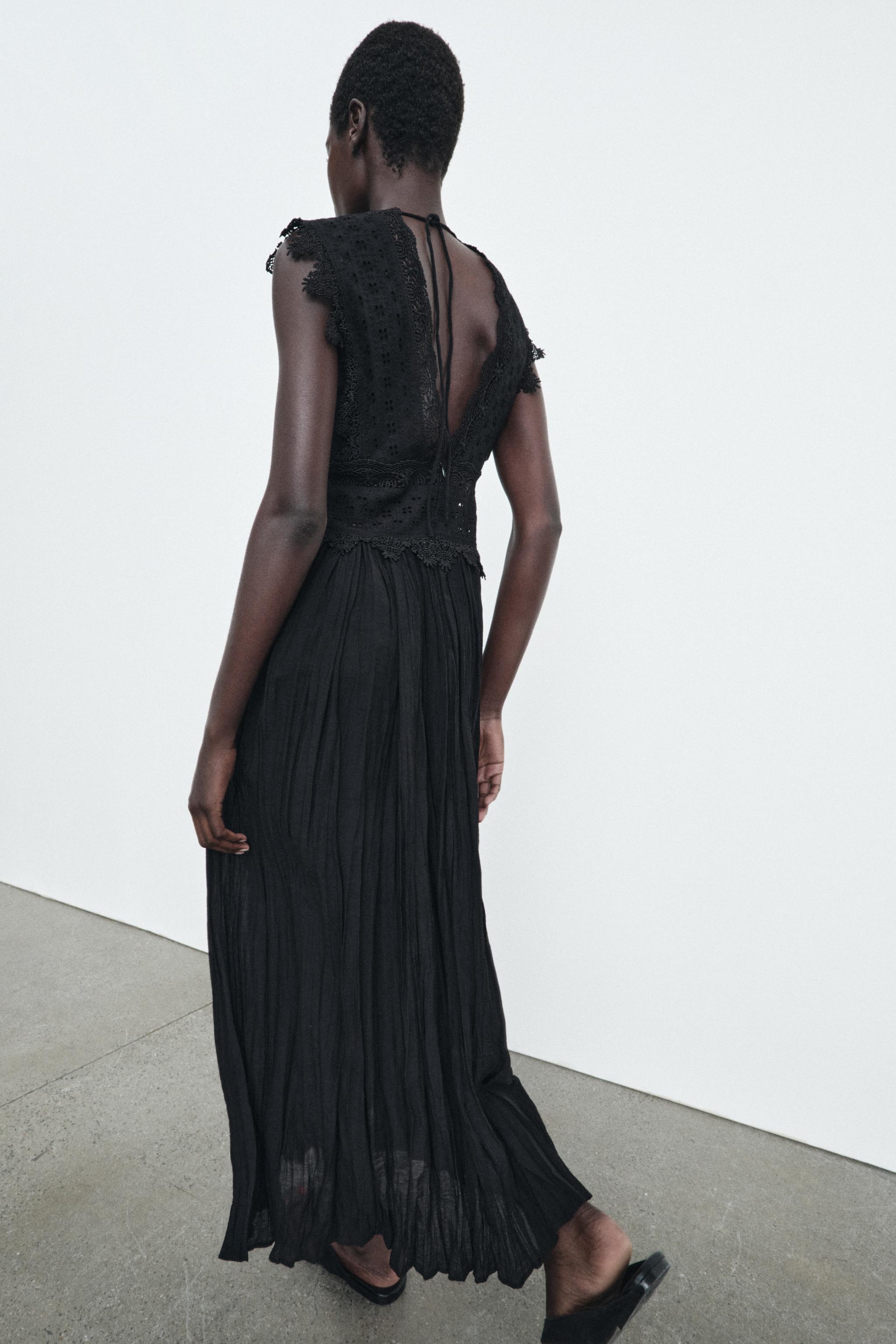 Zara Asymmetric Lace Dress LACE DRESS ZW COLLECTION Black ZARA United States Zara Asymmetric Lace Dress LACE DRESS ZW COLLECTION Black ZARA United States