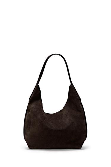 Bolso mini piel serraje - Chocolate de Zara