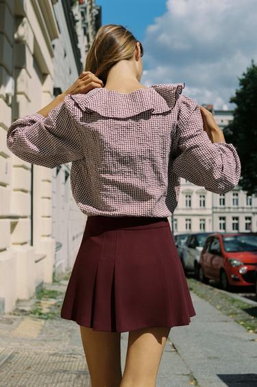 CULOTTES WITH PLEATED DETAIL - Burgundy by Zara - Image 2