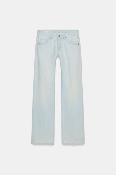 TRF LOW-RISE WIDE-LEG JEANS - Light blue by Zara