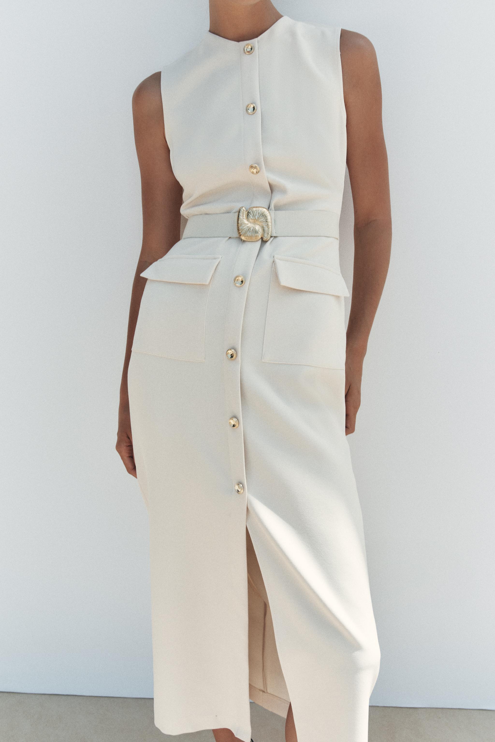 ZARA スパンコールベージュノースリーブワンピース M ノースリーブドレス – レディース | ZARA 日本