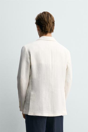 100% LINEN RELAXED FIT SUIT BLAZER - White by Zara - Image 2