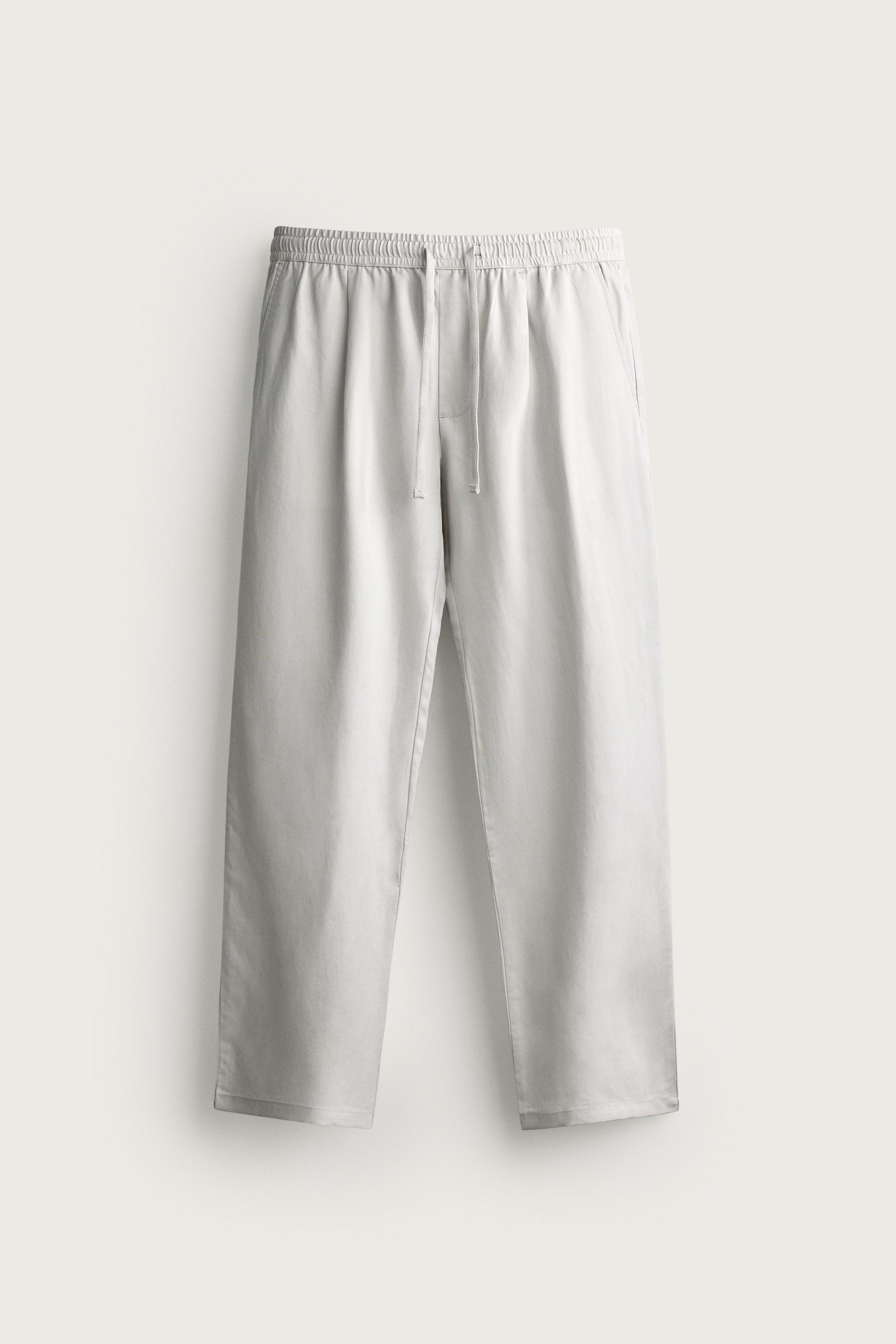 100% LYOCELL RELAXED FIT PANTS — Pearl gray