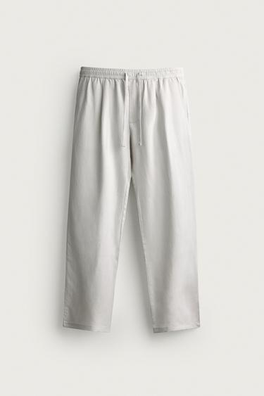 PANTALON COUPE DÉCONTRACTÉE 100 % LYOCELL - Gris perle de Zara