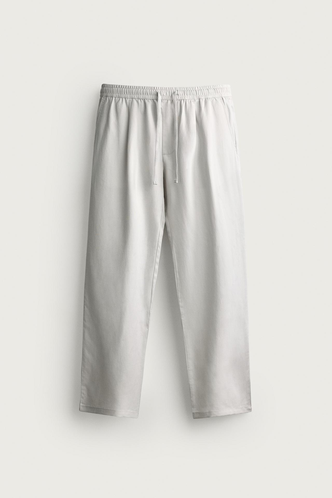 100% LYOCELL RELAXED FIT PANTS — Pearl gray
