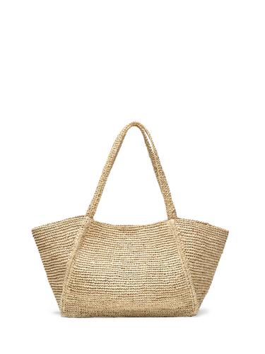 Zara 100% raffia mid-sized tote bag - Light beige