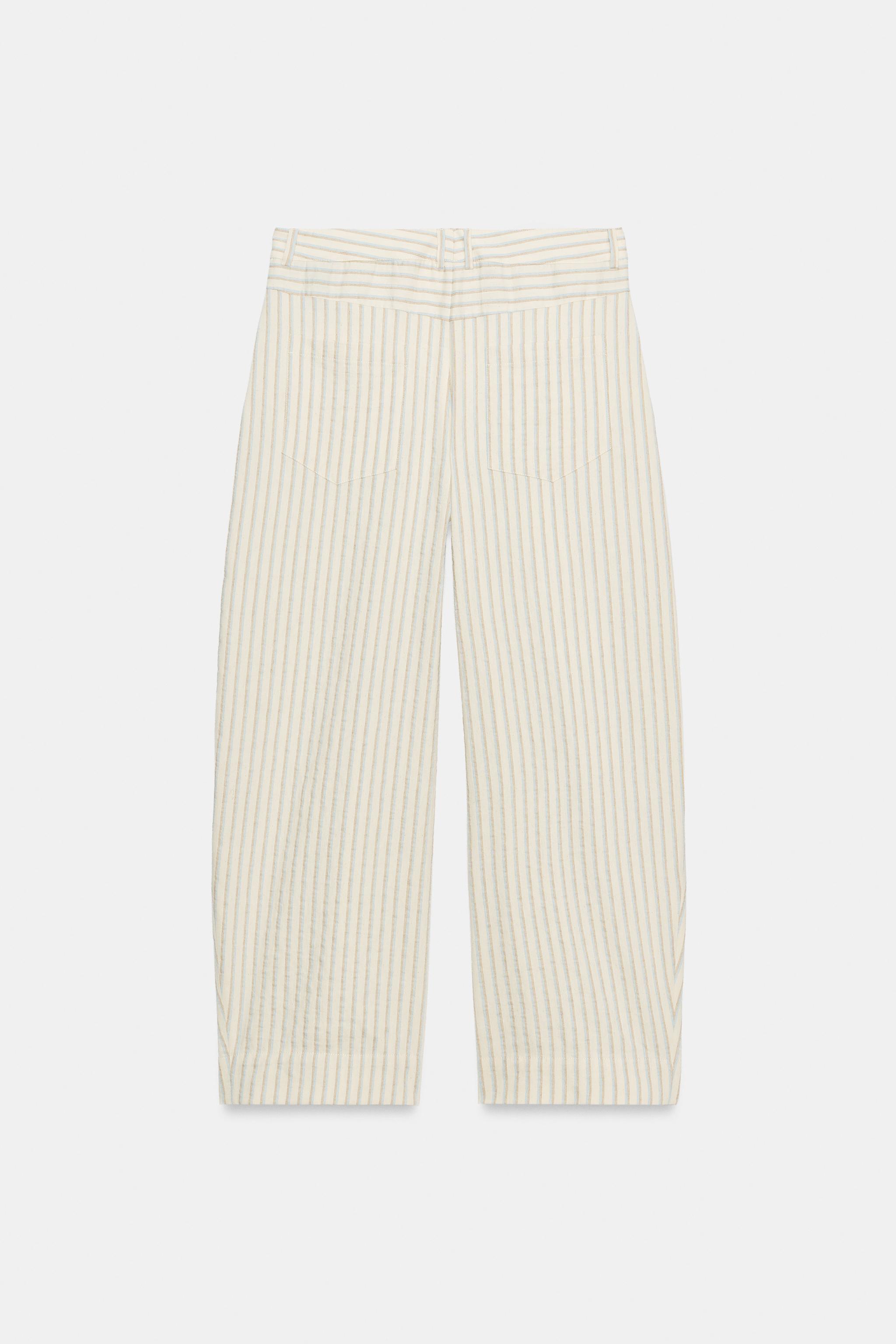 Женские брюки Zara ZW COLLECTION STRIPED BARREL TROUSERS — фото 6