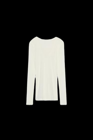 V-NECK T-SHIRT - Oyster-white by Zara