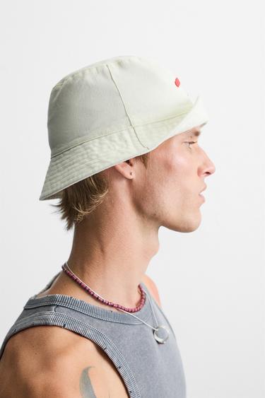 CONTRAST EMBROIDERY BUCKET HAT - Ecru by Zara - Image 3