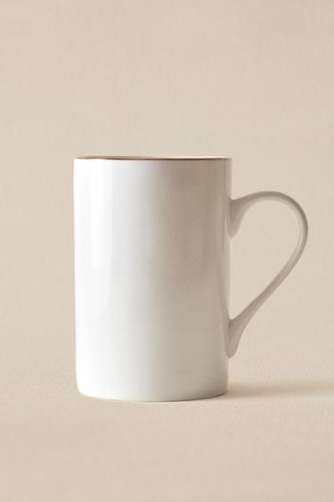 RIMMED BONE CHINA MUG - Gold by Zara - Image 5