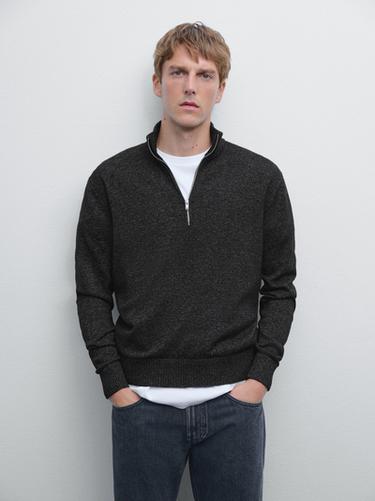 Jersey punto cuello mock - Gris Antracita de Zara